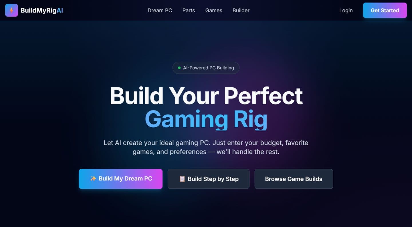 BuildMyRig AI homepage